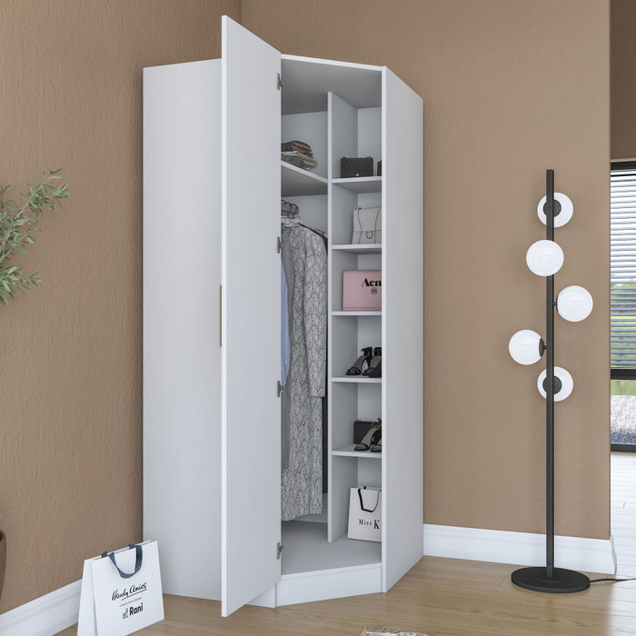 Hanah Home Armario Blanco con Estanterías Hanah Home Armario Blanco con Estanterías